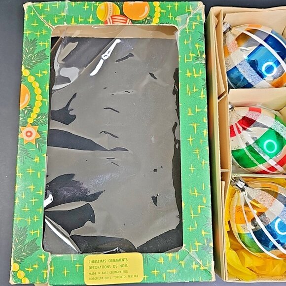 Large East Germany Christmas Ornament 6pc Baubles Oblong Mercury Glass 4" X 2.5" - Picture 3 of 16